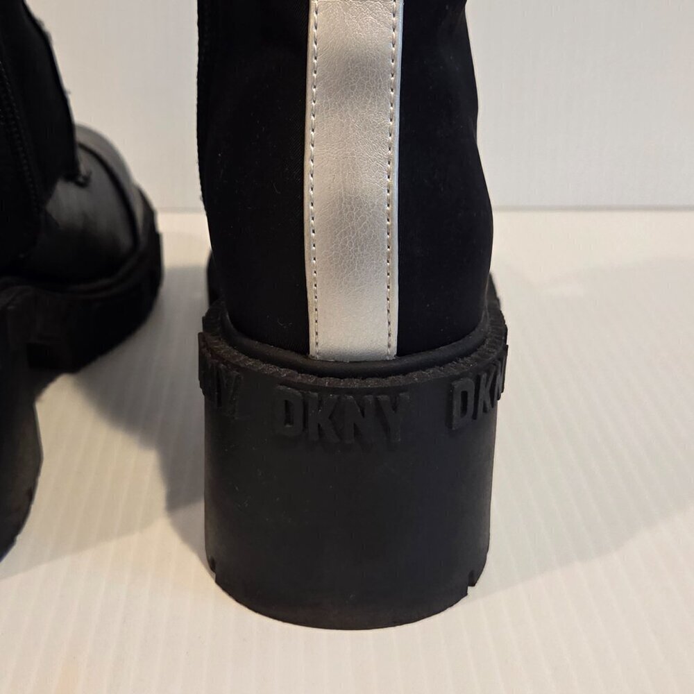 DKNY Girls Haley Block Heel Combat Military Black Boots Size 3 Chunky Heel - Picture 10 of 13